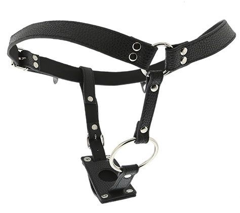 Черные трусики для крепления фаллоимитатора STRING WITH PENIS RING