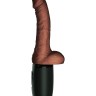Коричневый хай-тек вибратор с функцией толкания 6.5 Thrusting Cock With Balls