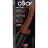 Коричневый хай-тек вибратор с функцией толкания 6.5 Thrusting Cock With Balls