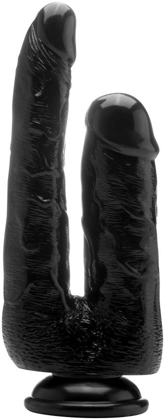 Чёрный анально-вагинальный фаллоимитатор Realistic Double Cock 9 Inch - 23 см.