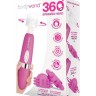 Розовый ротационный жезловый вибратор с двумя насадками 360° Spinning Head Wand Massager Set
