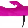 Лиловый вибратор-кролик Super Soft Silicone Sucking Vibrator - 20 см.