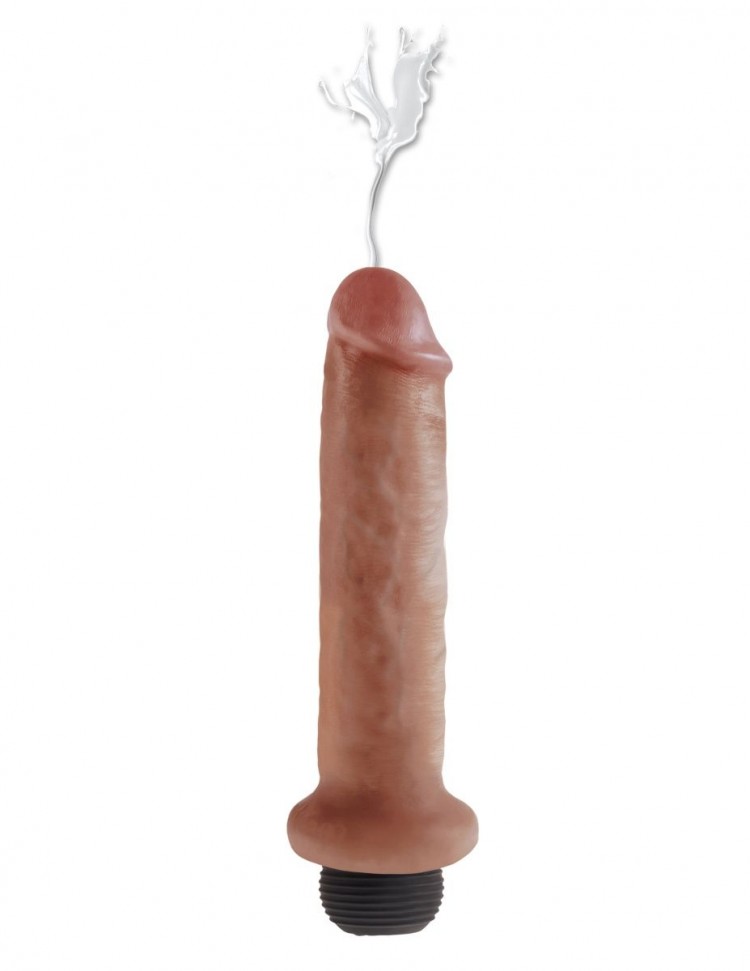 Кофейный фаллоимитатор с имитацией семяизвержения 7" Squirting Cock - 21,6 см.