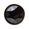Золотистая гладкая анальная пробка с черным кристаллом - 7 см.