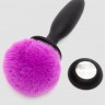 Черная анальная вибропробка Rechargeable Vibrating Bunny Tail Butt Plug Small