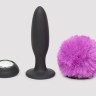 Черная анальная вибропробка Rechargeable Vibrating Bunny Tail Butt Plug Small