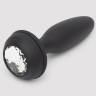 Черная анальная вибропробка Rechargeable Vibrating Bunny Tail Butt Plug Small