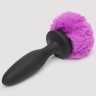 Черная анальная вибропробка Rechargeable Vibrating Bunny Tail Butt Plug Small