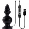 Чёрная фигурная пробка с вибрацией, работающая от USB, MENZSTUFF SPINDLE 10FUNCTION BUTT PLUG
