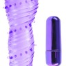 Фиолетовая вибронасадка Textured Sleeve & Bullet - 14 см.