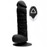 Чёрный реалистик на присоске и с пультом ДУ PURRFECT SILICONE DELUXE REMOTE VIBE 7IN - 18 см.