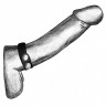 Черный узкий ремень-утяжка на пенис с металлическими кнопками