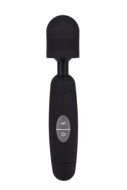 Черный жезловый вибратор POWER TIP MASSAGE WAND - 24 см.