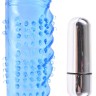 Синяя вибронасадка Textured Sleeve and Bullet - 14 см.