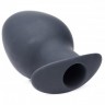 Большая черная анальная пробка Ass Goblet Silicone Hollow Anal Plug Large - 11,18 см.