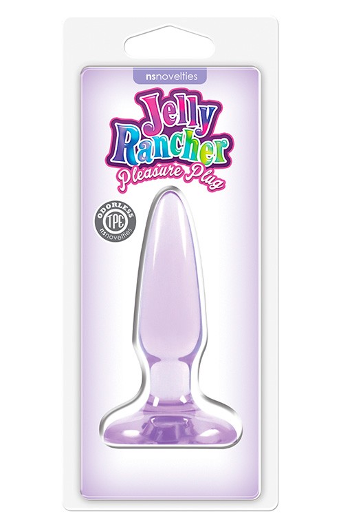 Фиолетовая анальная мини-пробка Jelly Rancher Pleasure Plug Mini - 8,1 см.