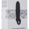 Чёрная ребристая насадка Stretchy Penis Extension No.32