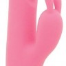 Розовый вибратор HEATING BRUSH BUNNY со стимулятором клитора и нагревом - 24 см.