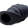 Большая черная анальная пробка Hive Ass Tunnel Silicone Ribbed Hollow Anal Plug Large - 9,65 см.