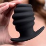 Большая черная анальная пробка Hive Ass Tunnel Silicone Ribbed Hollow Anal Plug Large - 9,65 см.