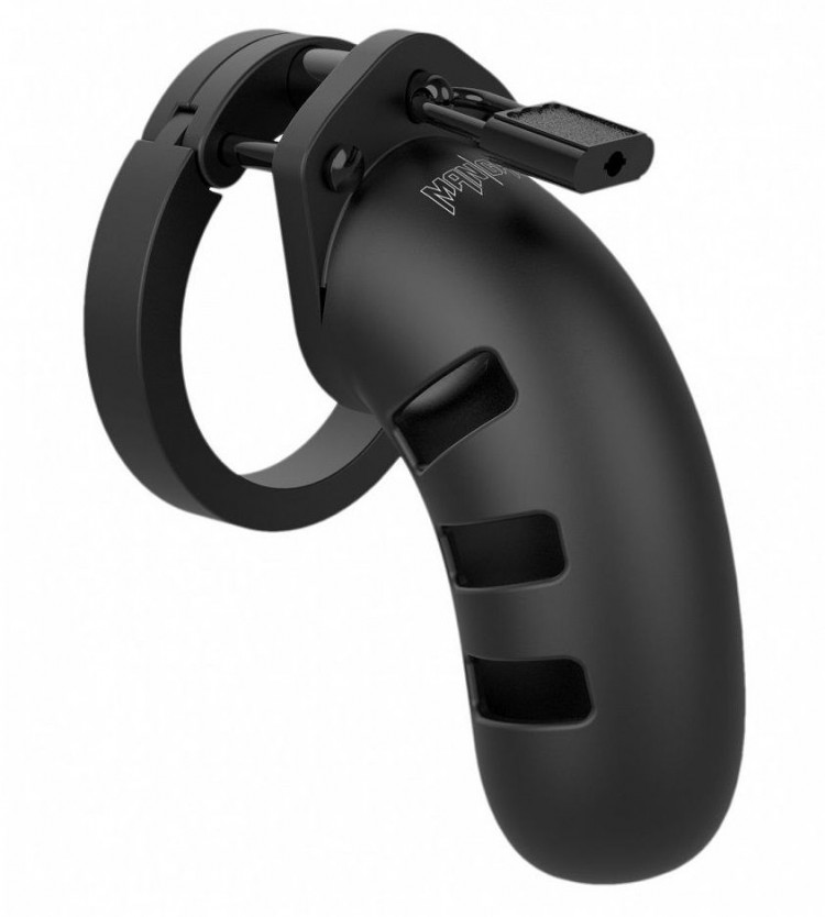 Черный мужской пояс верности Silicone Cock Cage Model 06 Chastity 5.5"