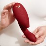 Бордовый стимулятор Womanizer DUO с вагинальным отростком