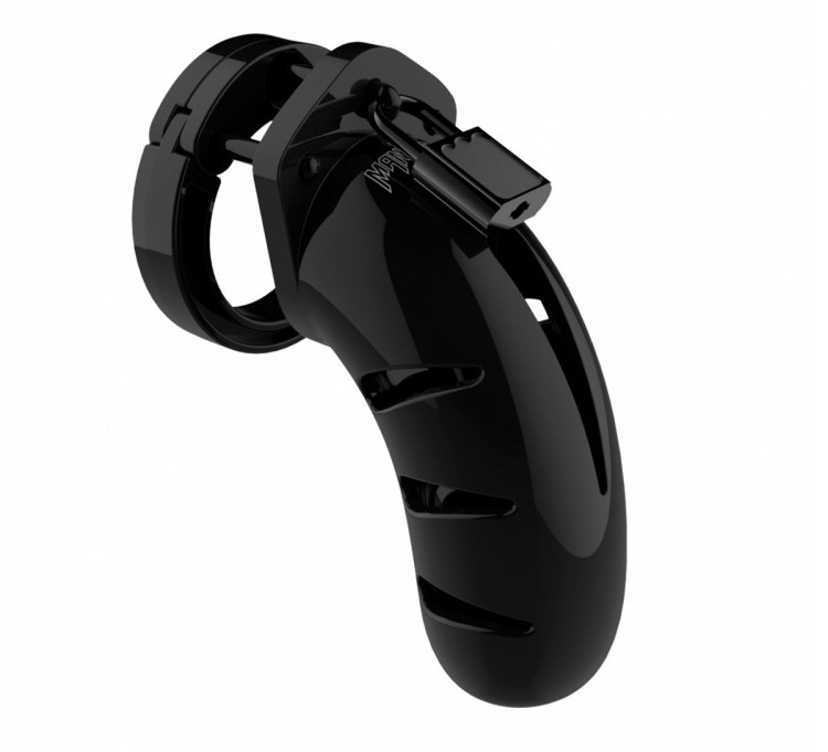 Чёрный мужской пояс верности Model 03 Chastity 4.5" Cock Cage