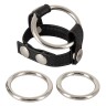 Подхват для мошонки с 3 съемными эрекционными кольцами Leder-Riemen