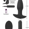 Черная анальная вибропробка с пультом ДУ Remote controlled Butt Plug - 13 см.