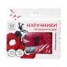 Красные меховые наручники с металлическим крепежом
