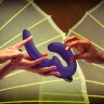 Фиолетовый безремневой страпон с вибрацией Sharevibe