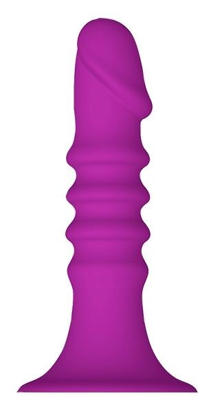 Фиолетовый анальный стимулятор RIBBED PLUG - 13,5 см.