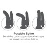 Двойной телесный вибратор со съемной присоской Double Vibrating Double Penetrator - 20,3 см.
