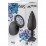 Чёрная анальная пробка Emotions Cutie Large с прозрачным кристаллом - 10 см.