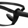 Черный двойной страпон Adjustable на ремешках - 16 см.