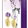 Набор из 2 золотистых анальных пробок с фиолетовыми кристаллами Booty Plug Original Luxury Set