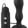 Черная анальная вибропробка с вращением Butt Plug - 13,6 см.