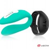 Зеленый вибратор для пар с черным пультом-часами Weatwatch Dual Pleasure Vibe