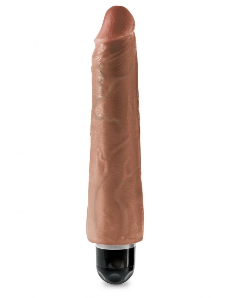 Кофейный вибратор-реалистик 9" Vibrating Stiffy - 27,9 см.