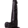 Фаллоимитатор с мошонкой на присоске чёрного цвета - 16,5 см.