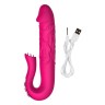 Розовый вибратор с клиторальной стимуляцией Tongue - 23,5 см.