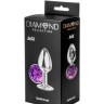 Малая серебристая анальная пробка Diamond Purple Sparkle Small с фиолетовым кристаллом - 7 см.