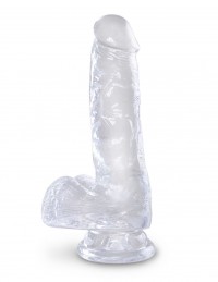 Прозрачный фаллоимитатор King Cock Clear 6" Cock with Balls - 17,8 см.