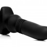 Черный фрикционный вибратор Silicone Vibrating & Thrusting Plug with Remote Control - 17,1 см.
