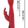 Красный вибромассажер с клиторальным отростком Rabbit Vibrator - 26,5 см.