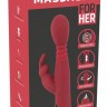 Красный вибромассажер с клиторальным отростком Rabbit Vibrator - 26,5 см.