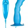 Голубой вибратор для G-точки BUNNY ICY - 18 см.