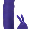 Фиолетовый вибратор Ribbed Dual Stimulator with Rolling Ball - 17 см.