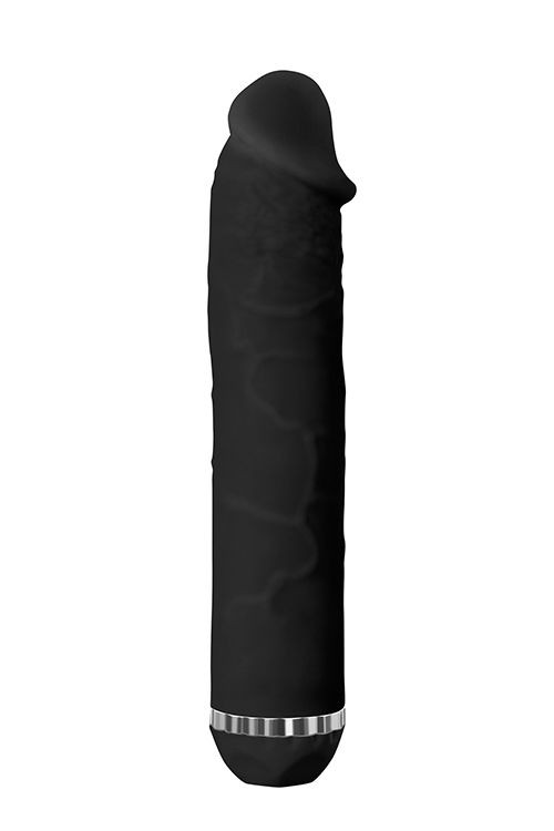 Чёрный водонепроницаемый вибратор PURRFECT SILICONE DELUXE 7.5INCH - 19 см.