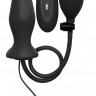 Чёрный анальный стимулятор с функцией расширения и вибрацией Inflatable Vibrating Silicone Plug - 12,2 см.